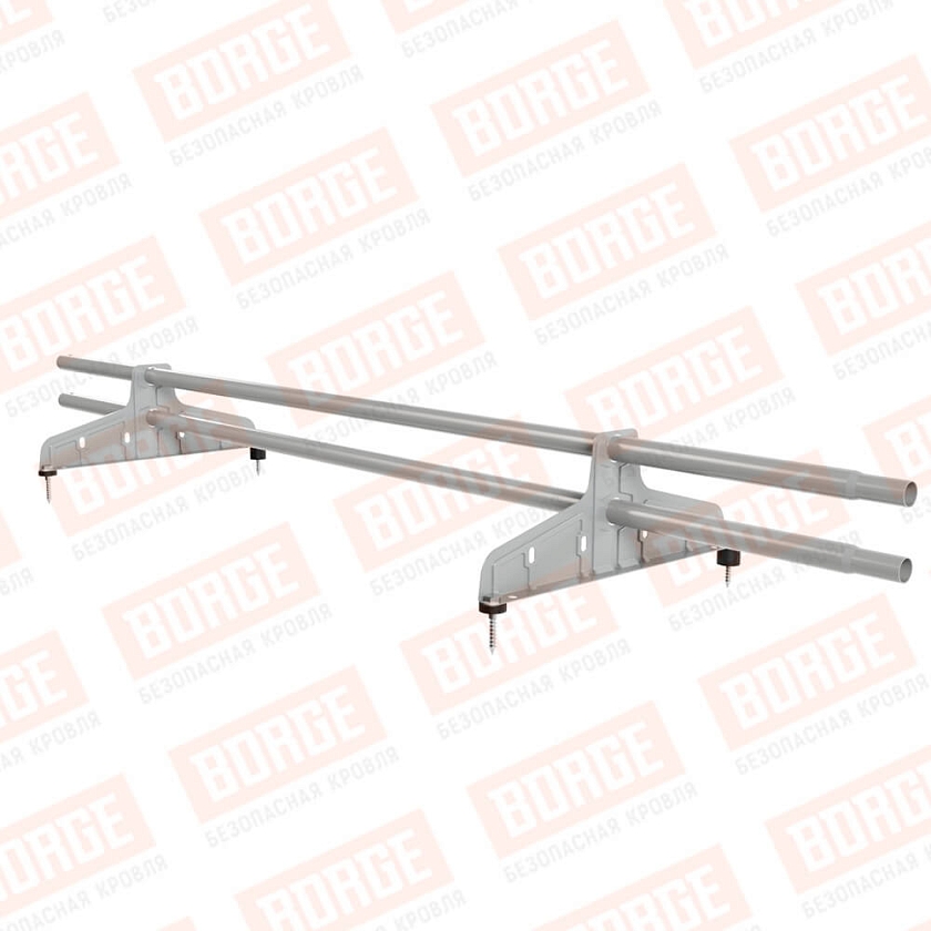 Снегозадержатель трубчатый Русский Рубеж D-25мм, 1,5м, 2 опоры, бело-алюминиевый (RAL 9006)