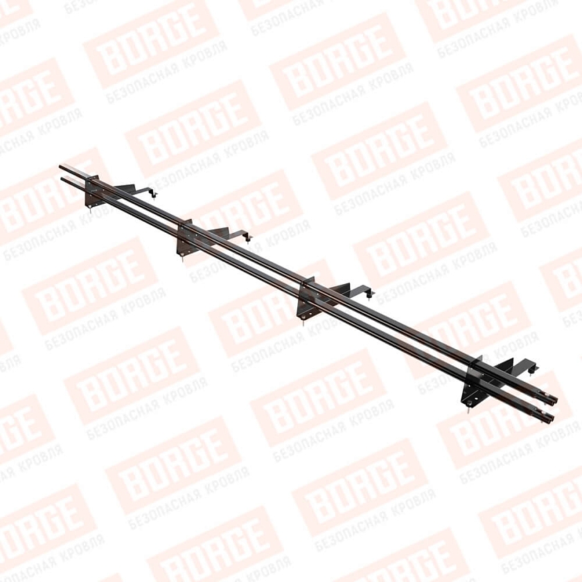 Снегозадержатель трубчатый BORGE 3м, 4 опоры, для МЧ с выс. ступ., чёрный (RAL 9005), 400мм