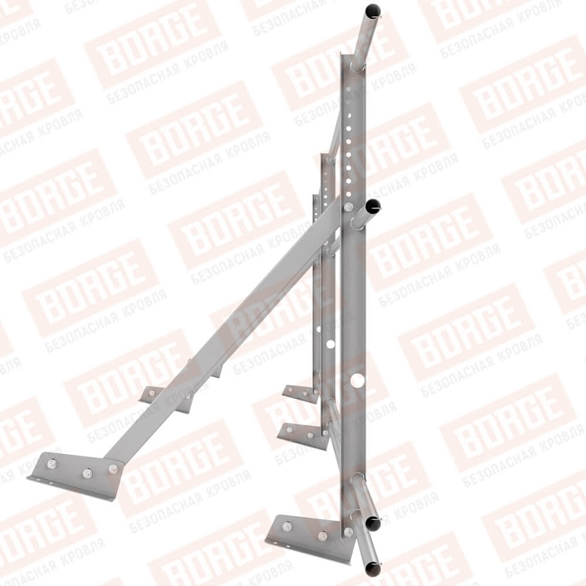 Ограждение кровельное Русский Рубеж H-90см, 3м, для фальцевой кровли, сигнально-серый (RAL 7004), с двумя доп. трубами