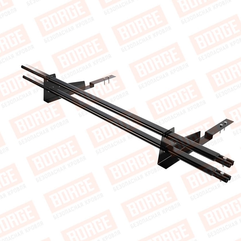 Снегозадержатель трубчатый BORGE 1,5м, 2 опоры, для композит. черепицы, чёрный (RAL 9005 matt)