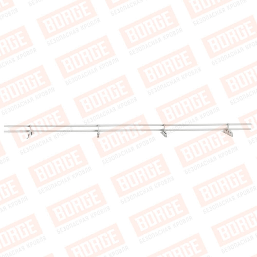 Снегозадержатель трубчатый Русский Рубеж D-25мм, 3м, 4 опоры, для фальц. кровли, сигнально-белый (RAL 9003)