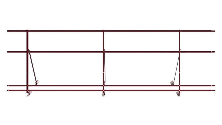 Ограждение кровельное NewLine H-90см, 3м, для фальц. кров., красное вино (RAL 3005), с двумя доп. трубами