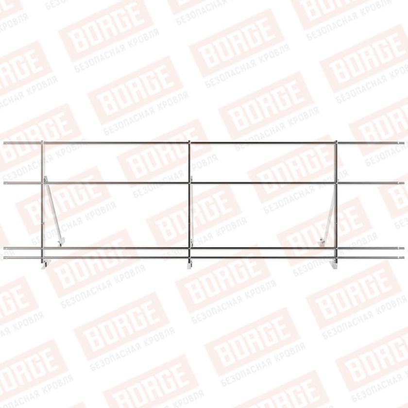 Ограждение кровельное Русский Рубеж H-90см, 3м, для фальцевой кровли, цинк, с двумя доп. трубами