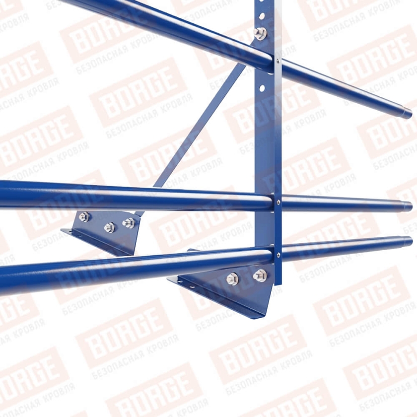 Ограждение декоративное NewLine H-60см, 3м, для фальц. кров., сигнально-синий (RAL 5005), с двумя доп. трубами