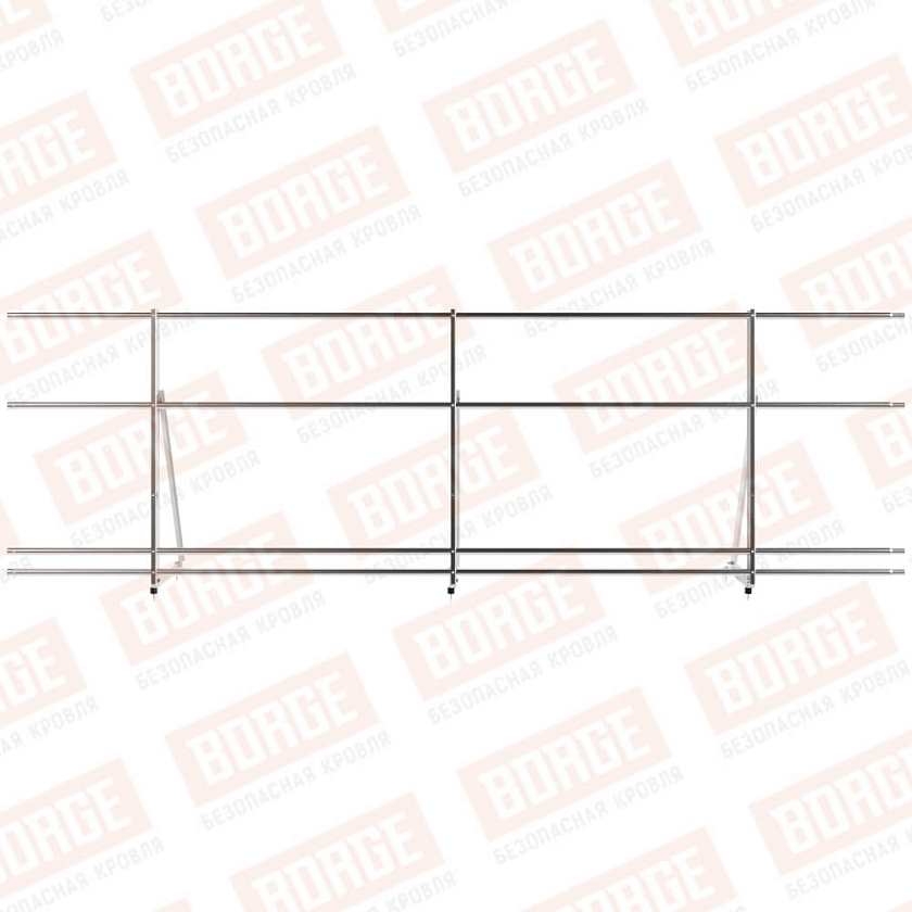 Ограждение кровельное Русский Рубеж H-90см, 3м, цинк, с двумя доп. трубами