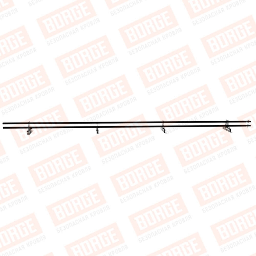 Снегозадержатель трубчатый BORGE 3м, 4 опоры, для фальцевой кровли, чёрный (RAL 9005)