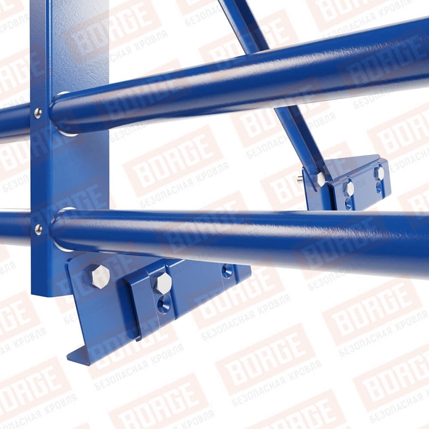 Ограждение декоративное NewLine H-60см, 3м, для фальц. кров., сигнально-синий (RAL 5005), с двумя доп. трубами