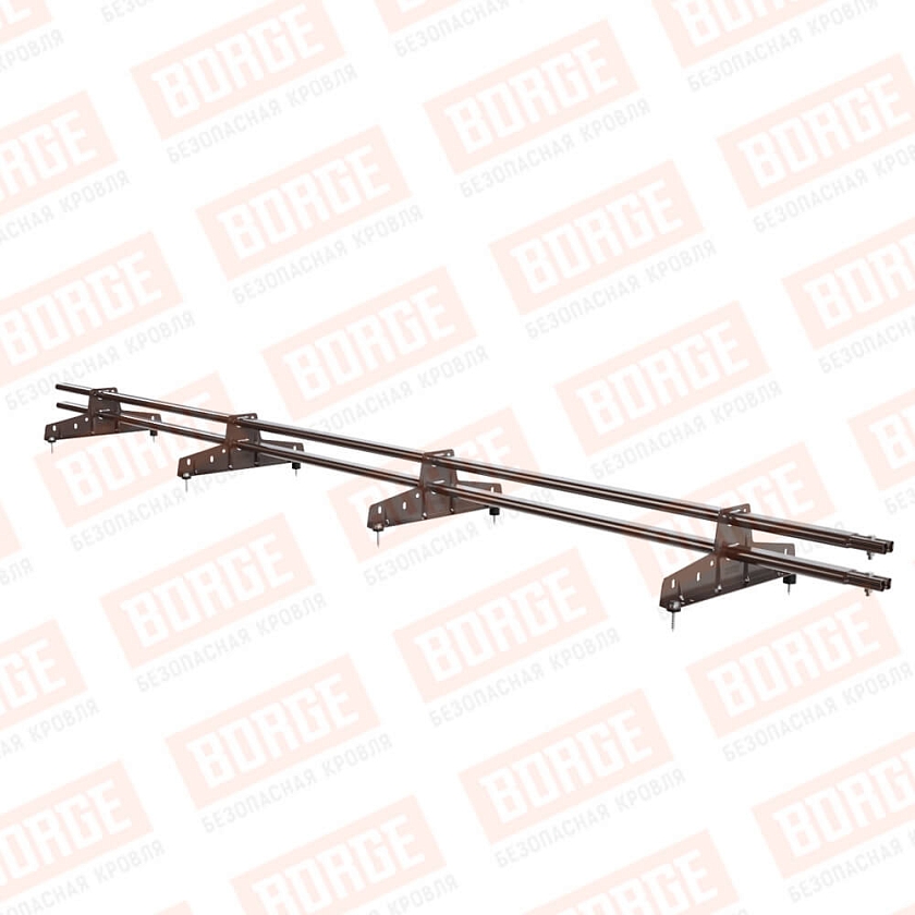 Снегозадержатель трубчатый BORGE 3м, 4 опоры, коричневый шоколад (RAL 8017 Matt)