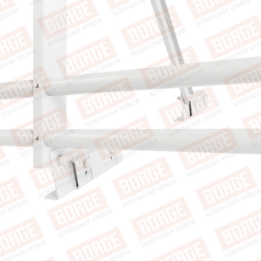 Ограждение кровельное Русский Рубеж H-90см, 3м, для фальцевой кровли, сигнально-белый (RAL 9003), с двумя доп. трубами