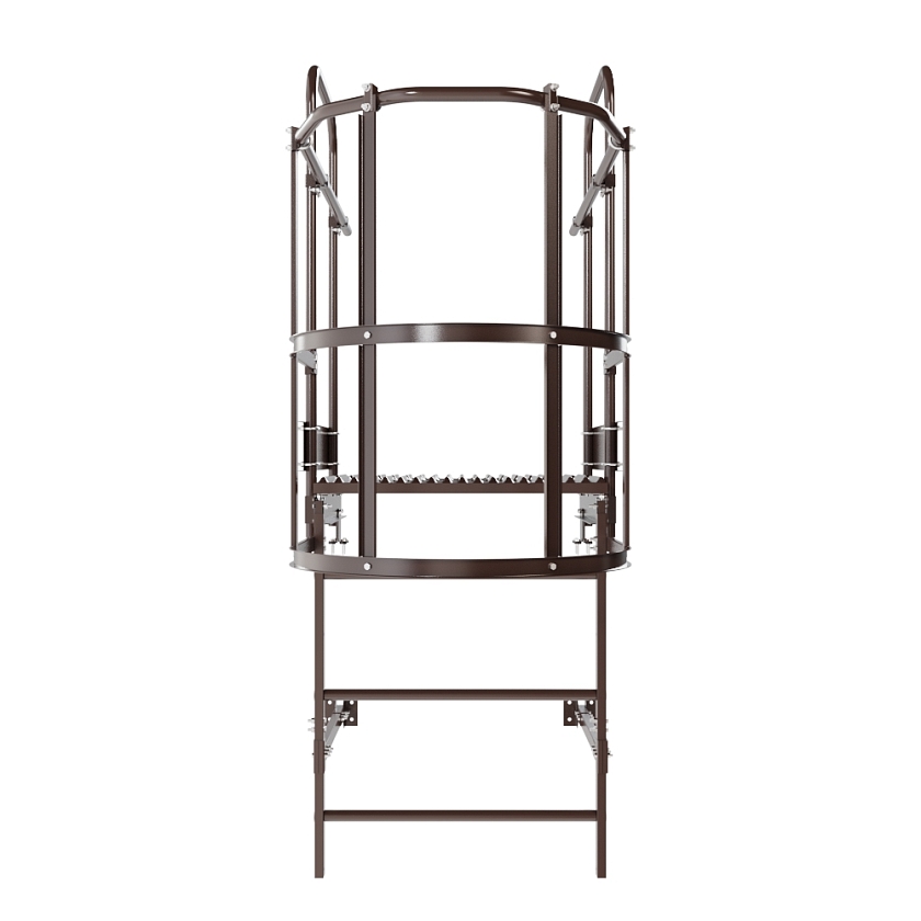 Лестница пожарная П1-2 с площадкой переходной 800х800мм BORGE, Н-1м, W-0.8м, оцинк., коричневый шоколад (RAL 8017)