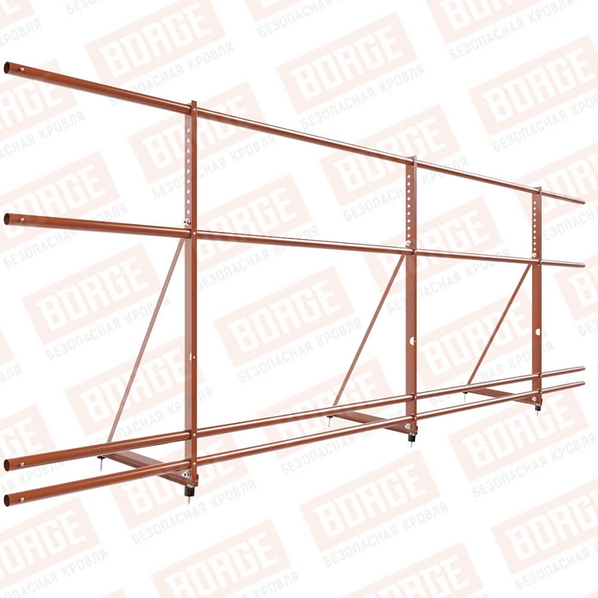 Ограждение декоративное NewLine H-90см, 3м, терракотовый (RAL 8004), с двумя доп. трубами