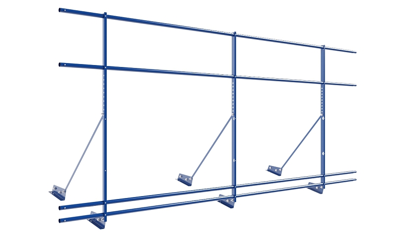 Ограждение кровельное NewLine H-120см, 3м, для фальц. кров., сигнально-синий (RAL 5005), с двумя доп. трубами