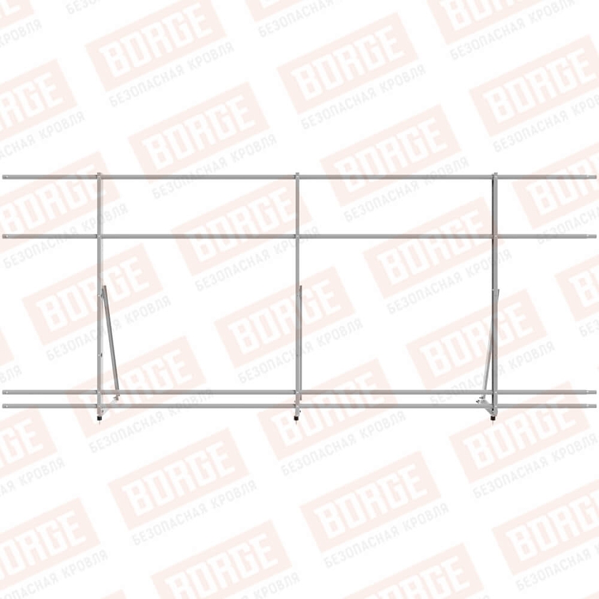 Ограждение кровельное Русский Рубеж H-120см, 3м, сигнально-серый (RAL 7004), с двумя доп. трубами