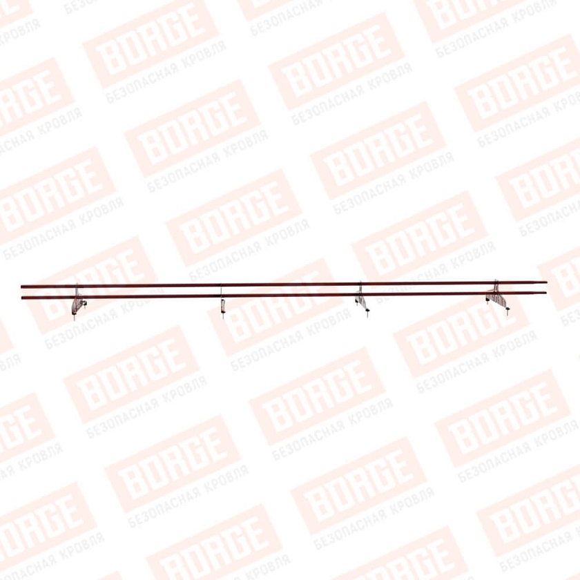 Снегозадержатель трубчатый Русский Рубеж 20х40мм, 3м, 4 опоры, красное вино (RAL 3005)