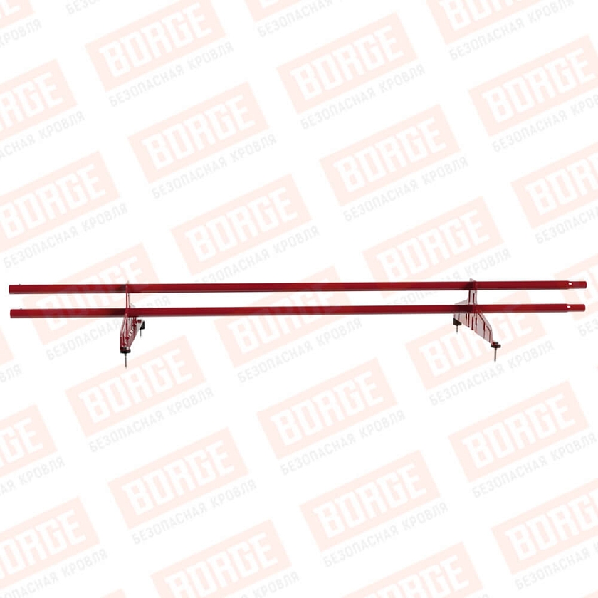 Снегозадержатель трубчатый Русский Рубеж D-25мм, 1,5м, 2 опоры, рубиново-красный (RAL 3003)