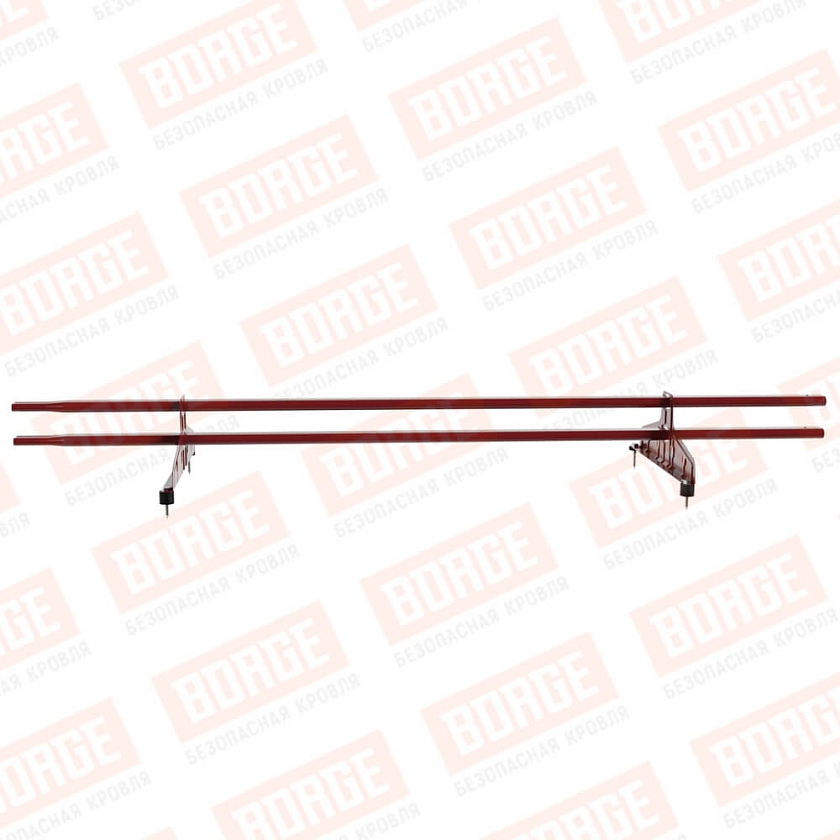 Снегозадержатель трубчатый Русский Рубеж 20х40мм, 1,5м, 2 опоры, коричнево-красный (RAL 3011)