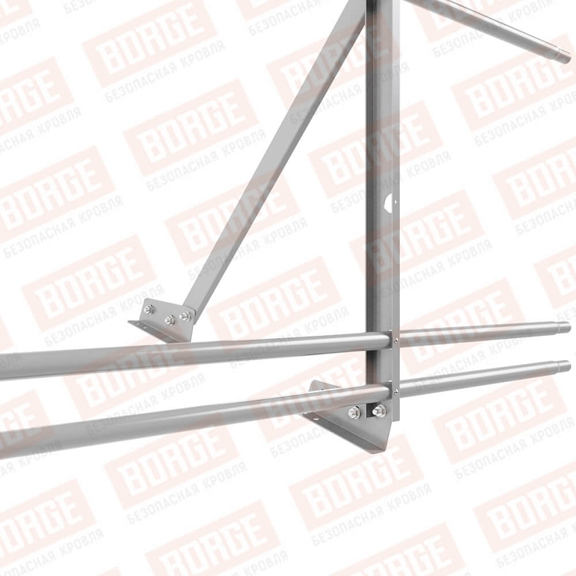 Ограждение кровельное Русский Рубеж H-90см, 3м, для фальцевой кровли, сигнально-серый (RAL 7004), с двумя доп. трубами