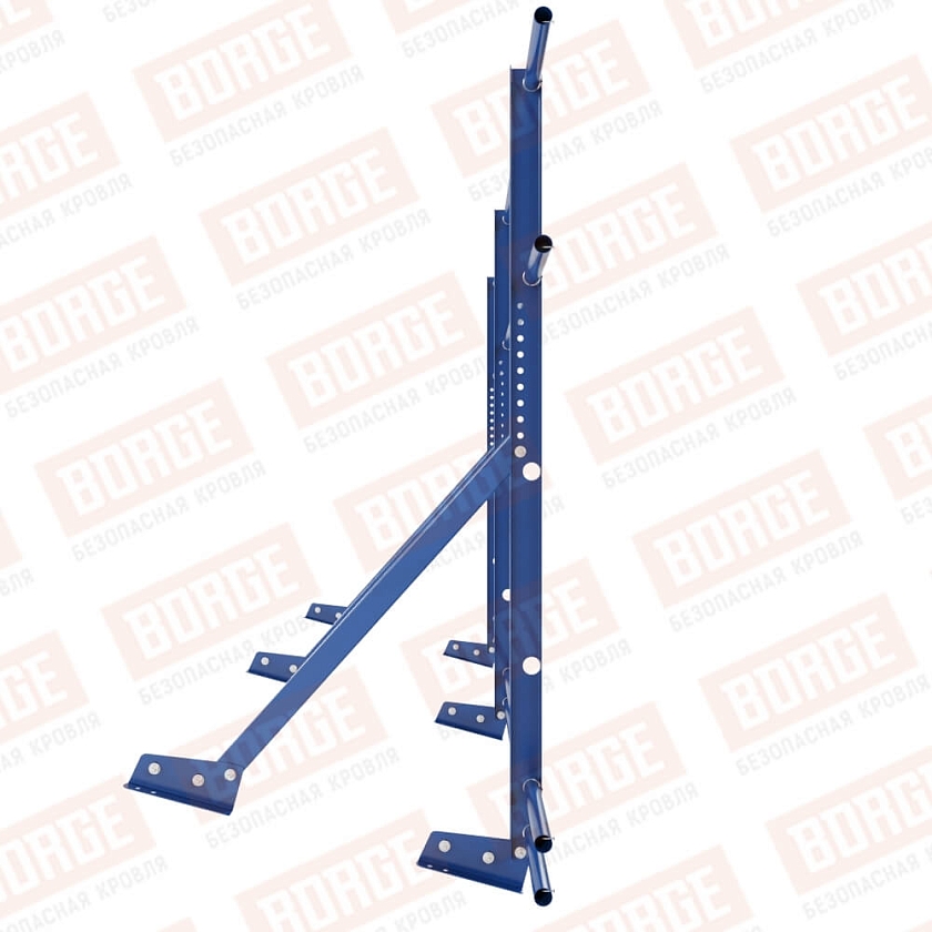 Ограждение кровельное Русский Рубеж H-120см, 3м, для фальцевой кровли, сигнально-синий (RAL 5005), с двумя доп. трубами