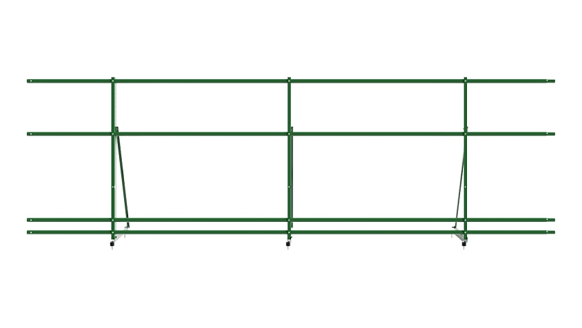 Ограждение кровельное NewLine H-90см, 3м, лиственно-зеленый (RAL 6002), с двумя доп. трубами