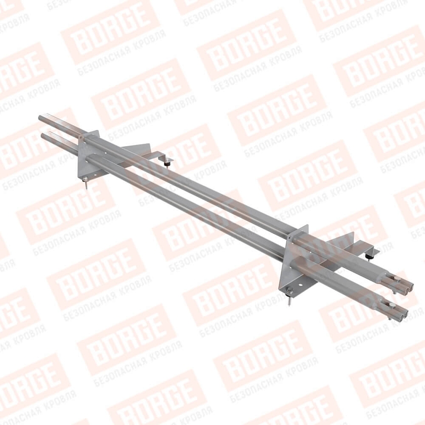 Снегозадержатель трубчатый BORGE 1,5м, 2 опоры, для МЧ с выс. ступ., сигнально-серый (RAL 7004), 350мм