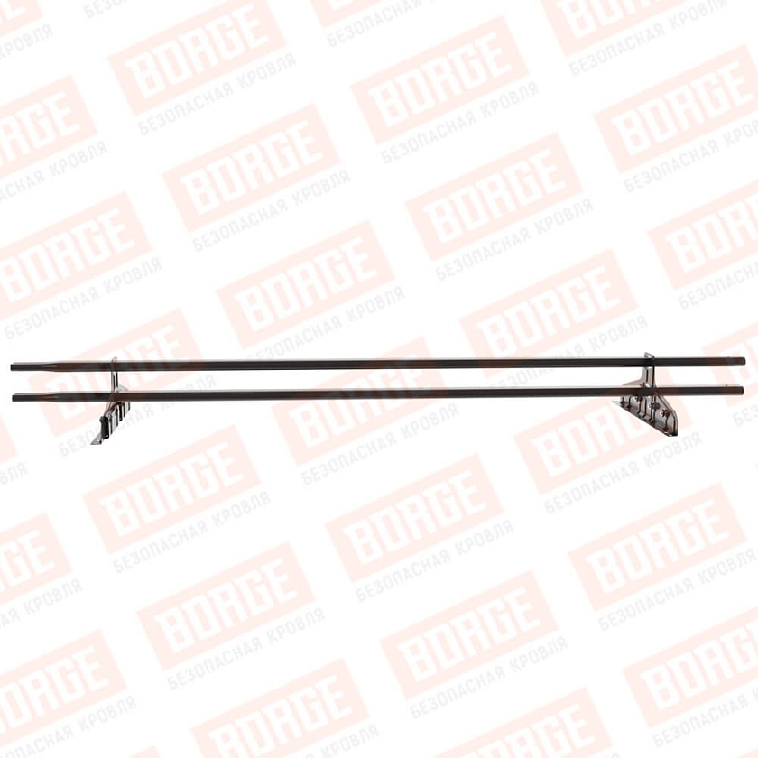 Снегозадержатель трубчатый Русский Рубеж 20х40мм, 1,5м, 2 опоры, для фальц. кровли, серо-коричневый (RR 32)