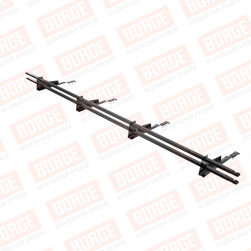Снегозадержатель трубчатый BORGE 3м, 4 опоры, для черепичной кровли, чёрный (RAL 9005)
