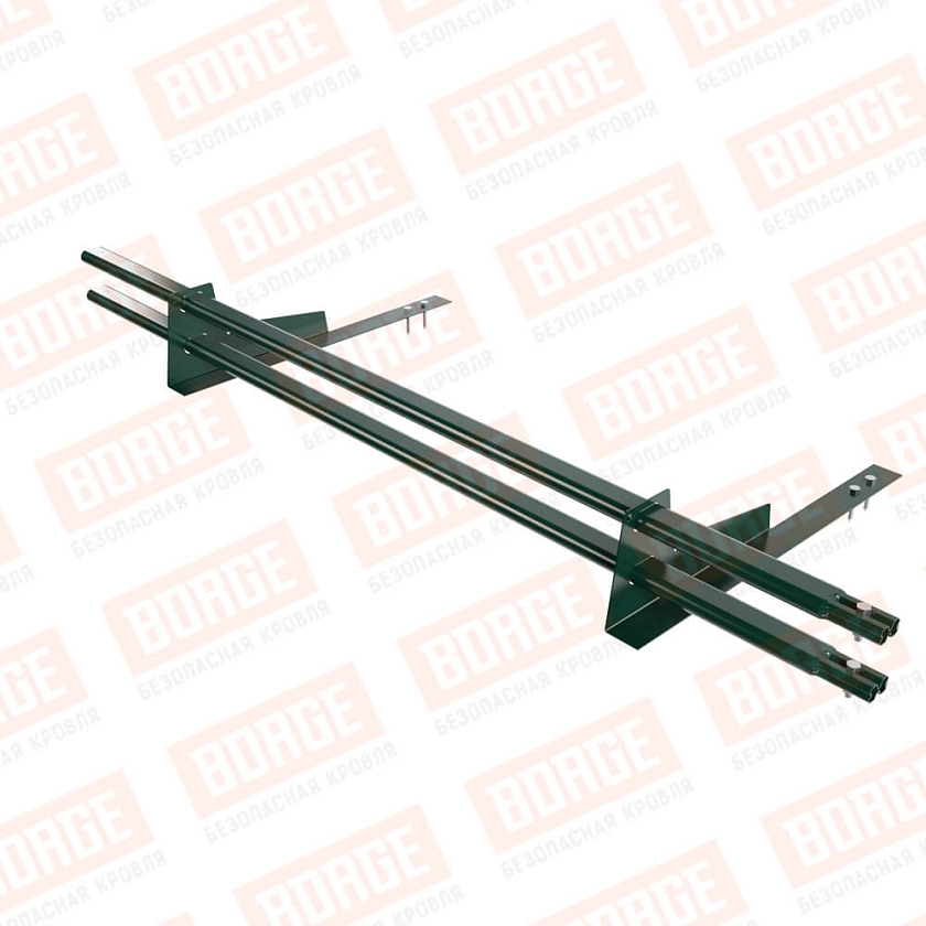 Снегозадержатель трубчатый BORGE 1,5м, 2 опоры, для гибкой черепицы,  зеленый мох (RAL 6005)