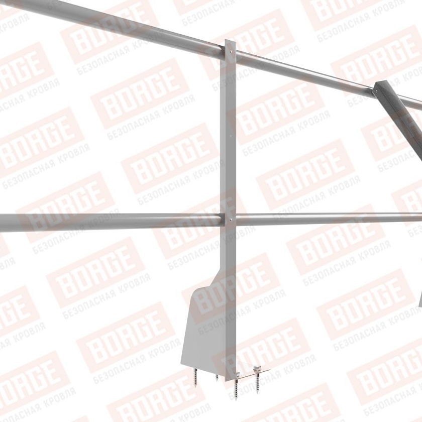 Ограждение плоских кровель Русский Рубеж Н-60, 3м, верхнее крепление, сигнально-серый (RAL 7004)