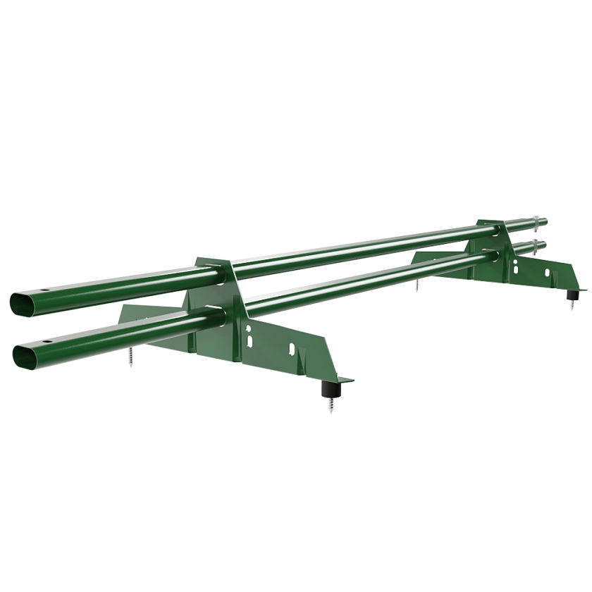 Снегозадержатель трубчатый Русский Рубеж 25х45мм, 1,5м, 2 опоры, лиственно-зеленый (RAL 6002)