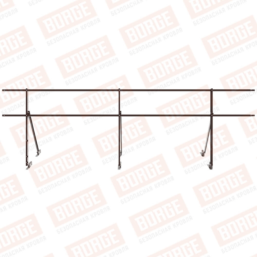 Ограждение кровельное Русский Рубеж H-90см, 3м, для фальцевой кровли, коричневый шоколад (RAL 8017)
