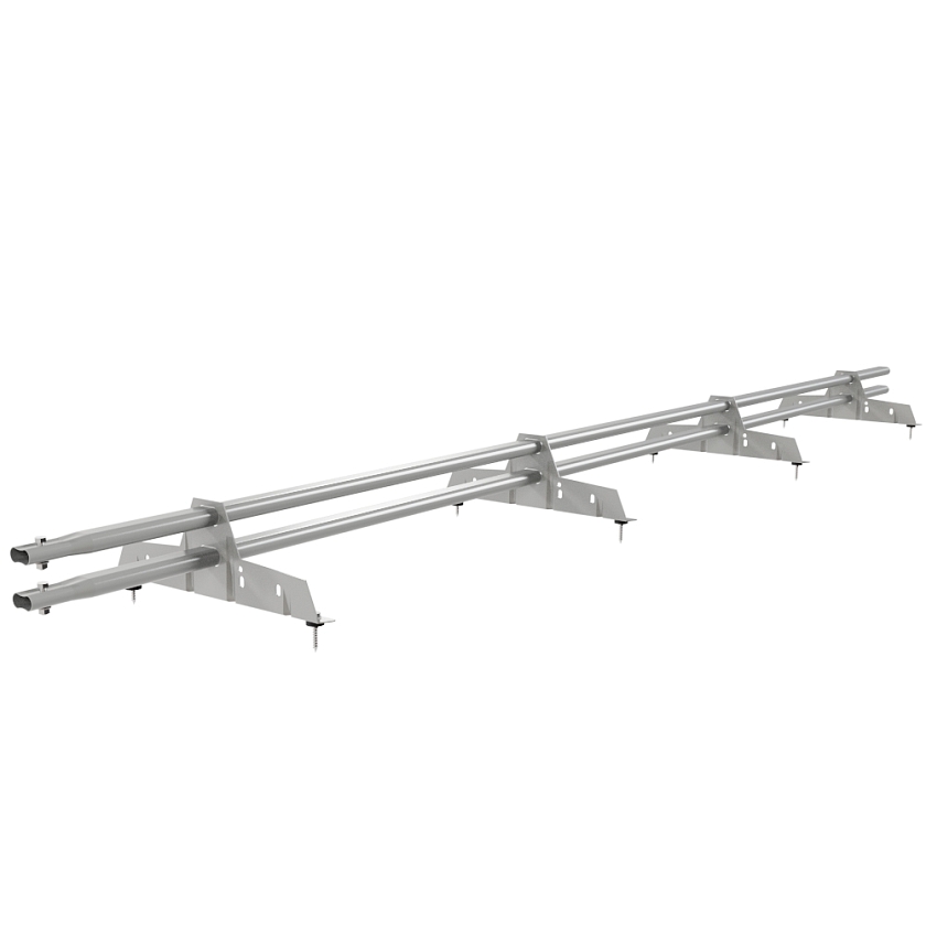 Снегозадержатель трубчатый Русский Рубеж 25х45мм, 3м, 4 опоры, бело-алюминиевый (RAL 9006)