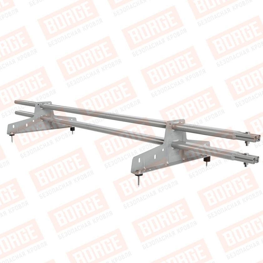 Снегозадержатель трубчатый BORGE 1,5м, 2 опоры, бело-алюминиевый (RAL 9006)