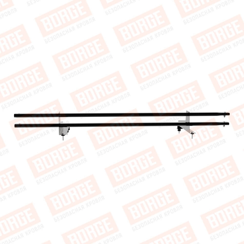 Снегозадержатель трубчатый Русский Рубеж 1,5м, 2 опоры, для МЧ с выс. ступ., чёрный (RAL 9005), 350мм