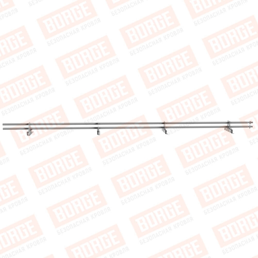 Снегозадержатель трубчатый BORGE 3м, 4 опоры, для фальцевой кровли, сигнально-серый (RAL 7004)