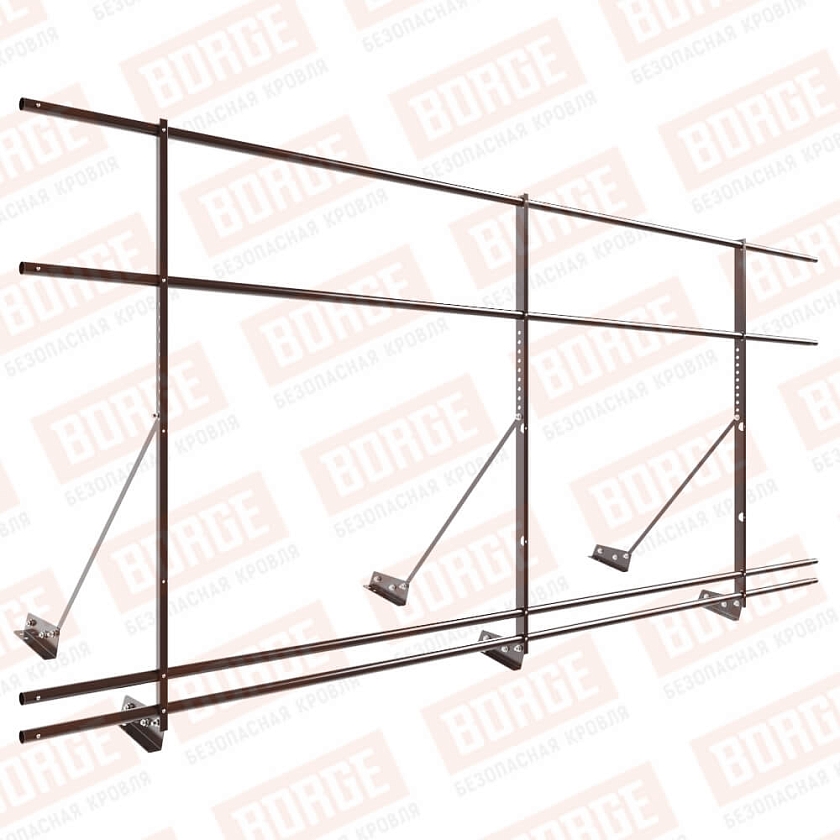 Ограждение декоративное NewLine H-120см, 3м, для фальц. кров., окрашенный (NL-807), с двумя доп. трубами