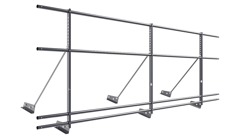 Ограждение кровельное NewLine H-90см, 3м, для фальц. кров., серый графит (RAL 7024), с двумя доп. трубами