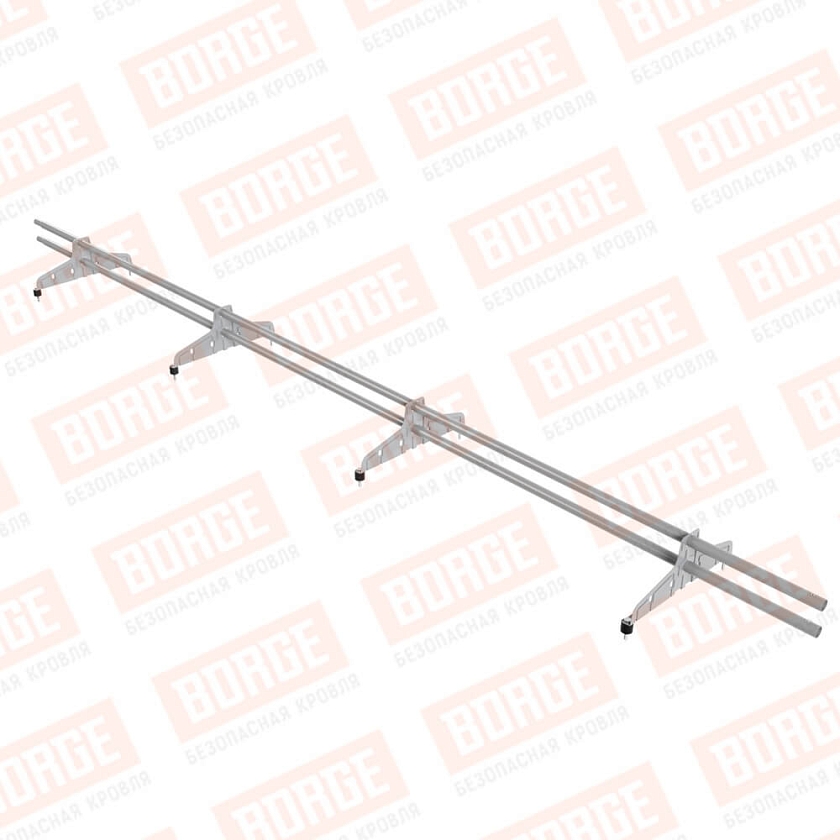 Снегозадержатель трубчатый Русский Рубеж D-25мм, 3м, 4 опоры, сигнально-серый (RAL 7004)