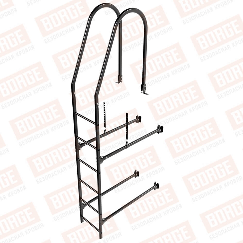 Комплект лестница фасадная BORGE (верхняя секция), 1,8м, чёрный (RAL 9005 matt)