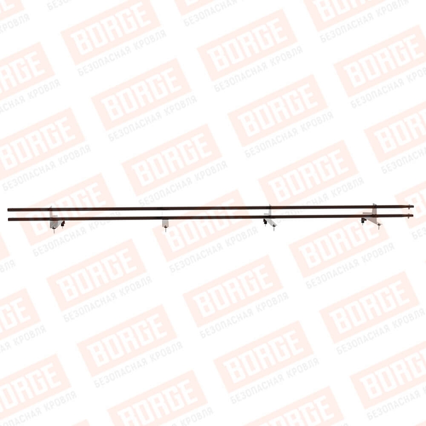 Снегозадержатель трубчатый Русский Рубеж 3м, 4 опоры, для МЧ с выс. ступенькой, коричневый шоколад (RAL 8017), 350мм