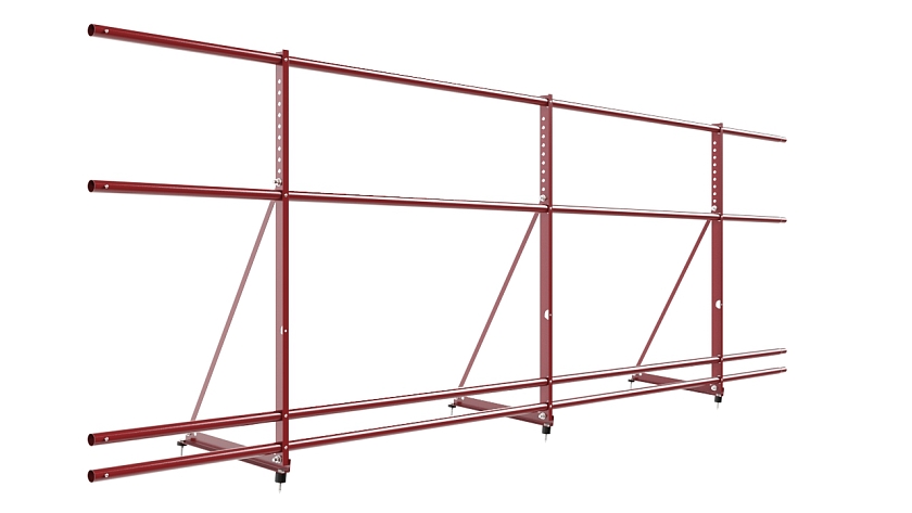 Ограждение кровельное NewLine H-90см, 3м, коричнево-красный (RAL 3011), с двумя доп. трубами