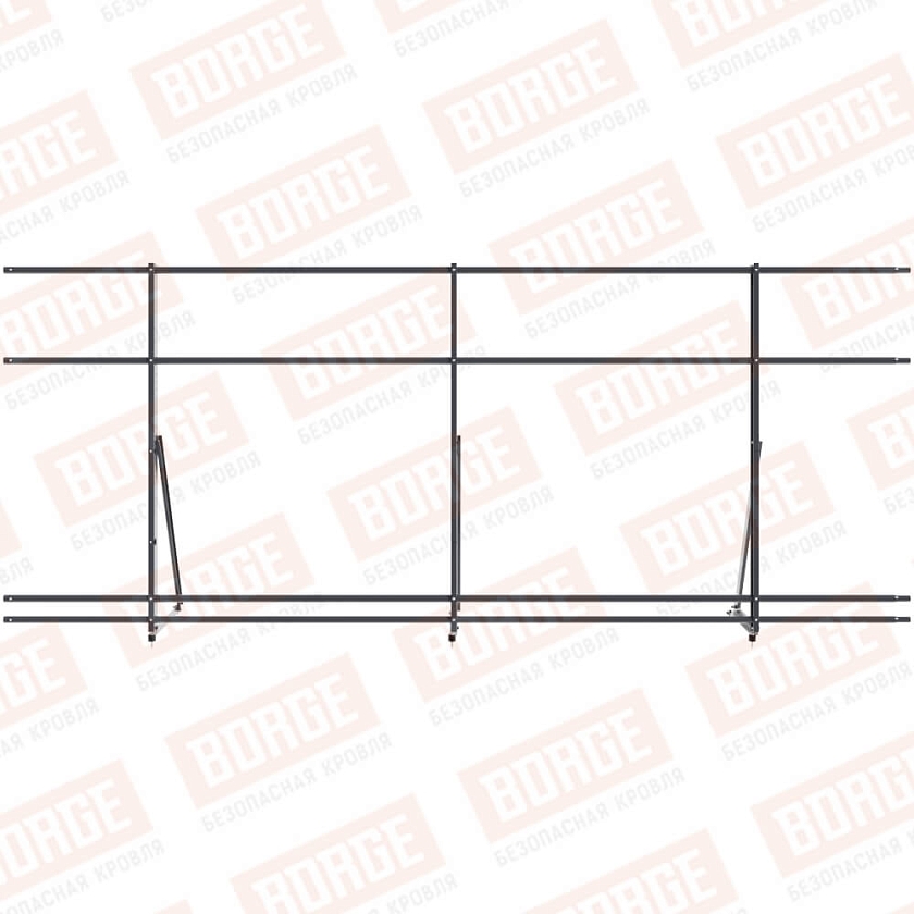 Ограждение кровельное Русский Рубеж H-120см, 3м, серый графит (RAL 7024), с двумя доп. трубами