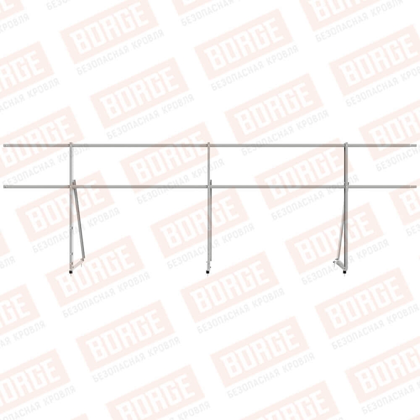 Ограждение кровельное Русский Рубеж H-90см, 3м, бело-алюминиевый (RAL 9006)
