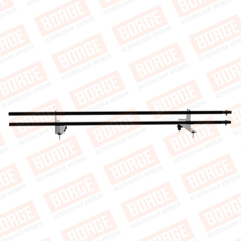 Снегозадержатель трубчатый BORGE 1,5м, 2 опоры, для МЧ с выс. ступ., чёрный (RAL 9005), 350мм