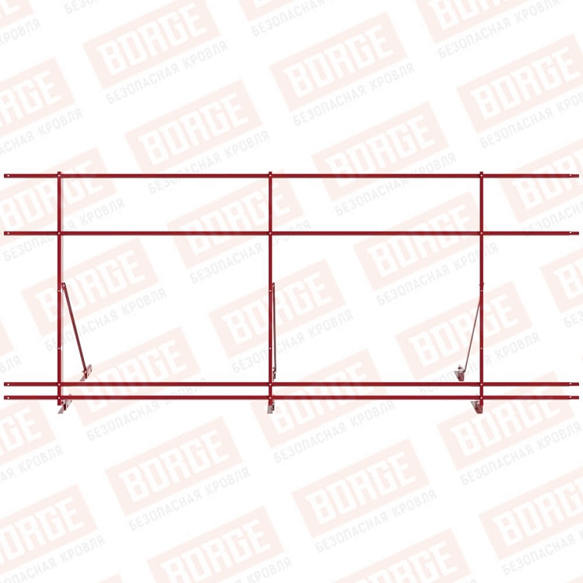 Ограждение декоративное NewLine H-120см, 3м, для фальц. кров., рубиново-красный (RAL 3003), с двумя доп. трубами