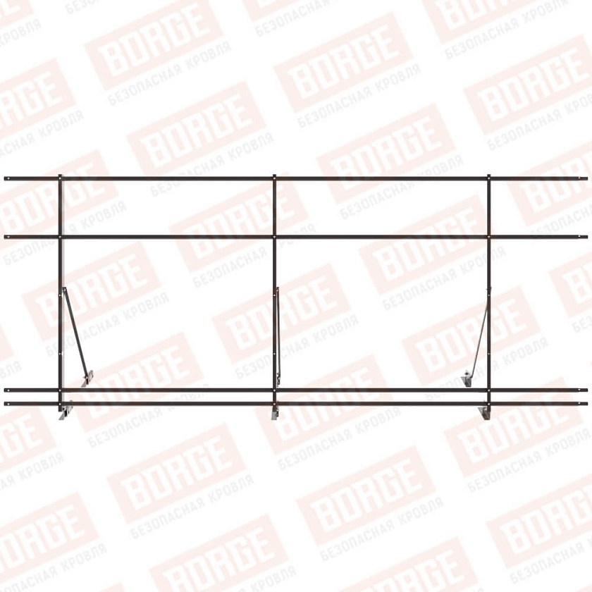 Ограждение декоративное NewLine H-120см, 3м, для фальц. кров., серо-коричневый (RR 32), с двумя доп. трубами