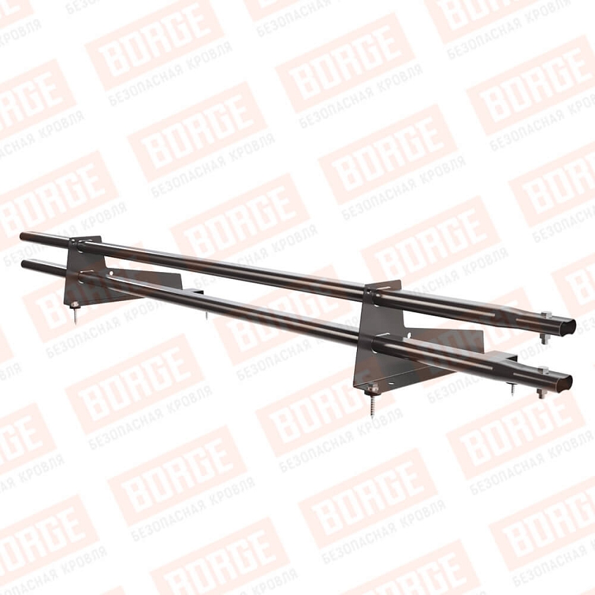 Снегозадержатель трубчатый Русский Рубеж 1,5м, 2 опоры, для МЧ с выс. ступ., серо-коричневый (RR 32), 350мм