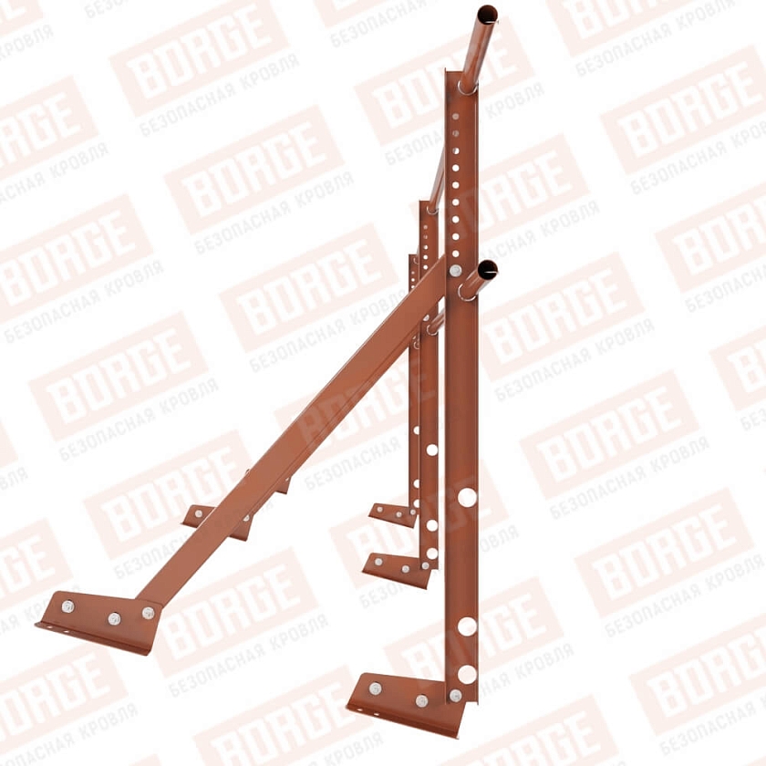 Ограждение кровельное Русский Рубеж H-90см, 3м, для фальцевой кровли, терракотовый (RAL 8004)