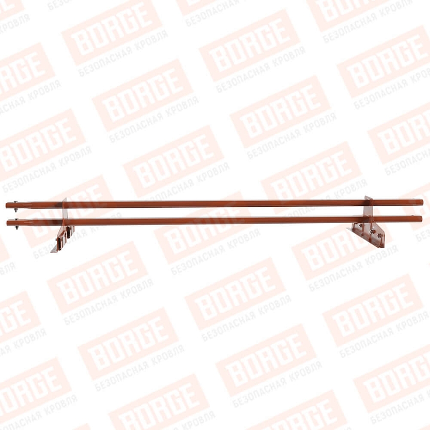 Снегозадержатель трубчатый Русский Рубеж 25х45мм, 1,5м, 2 опоры, для фальц. кров., терракотовый (RAL 8004)