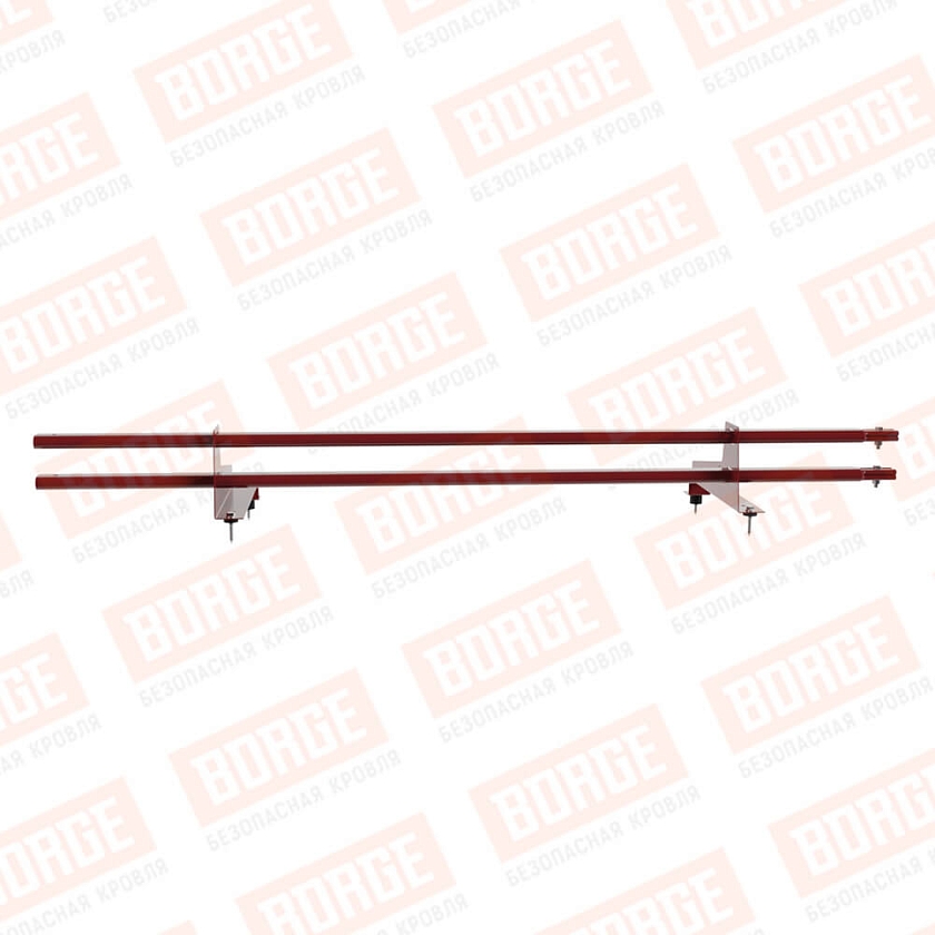 Снегозадержатель трубчатый BORGE 1,5м, 2 опоры, для МЧ с выс. ступ., коричнево-красный (RAL 3011), 350мм