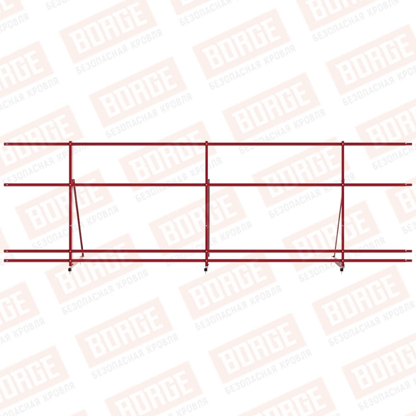 Ограждение декоративное NewLine H-90см, 3м, рубиново-красный (RAL 3003), с двумя доп. трубами